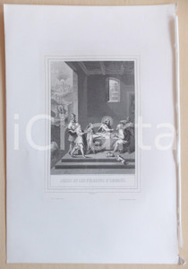 Stampa, bozzetto originale 1853 VIE DE N. S. JESUS CHRIST JÃ©sus et les pÃ©lerins d EmmaÃ¼s Gravure 28x42 1