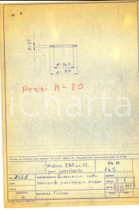Stampa, bozzetto originale 1961 NAUTICA Motore 250 cc. fuoribordo  Guarnizioni sotto raccordi Disegno 1