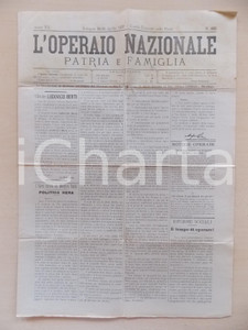 Giornale, rivista storica 1897 L OPERAIO NAZIONALE L opera nefasta del Ministero RUDINI  Giornale 1