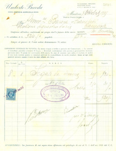 Documento originale, autentico 1935 MANTOVA Umberto BOCEDA Agenzia agricola Fattura commerciale 1