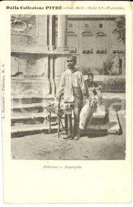 Cartolina originale da collezione 1900 ca PALERMO COSTUMI Acquaiolo al lavoro con bambino Cartolina FP NV 1