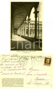 Cartolina originale da collezione 1936 MILANO UniversitÃ  Cattolica  Colonnato Cartolina Maria DE COURTEN 1