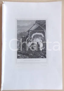 Stampa, bozzetto originale 1853 VIE DE N. S. JESUS CHRIST Adoration des bergers Gravure 28 x 42 1