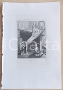 Stampa, bozzetto originale 1853 VIE DE N. S. JESUS CHRIST L Annonciation Gravure 28 x 42 1