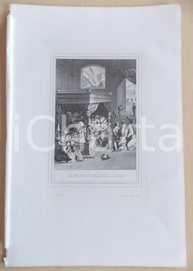 Stampa, bozzetto originale 1853 VIE DE N. S. JESUS CHRIST La mort du mauvais riche Gravure 28 x 42 1