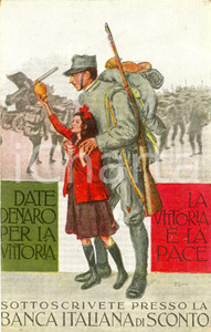 Cartolina originale da collezione 1917 ca WW1 Sottoscrivete Prestito BANCA ITALIANA Cartolina ill. LIONNE FP NV 1