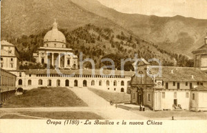 Cartolina originale da collezione 1950 OROPA BI La Basilica e la nuova chiesa Cartolina ANIMATA con suore FP VG 1