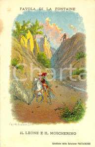 Cartolina originale da collezione 1920 ca Favola LA FONTAINE Il leone e il moscerino Cartolina ill. DORE  FP NV 1