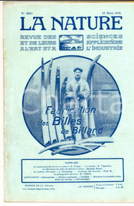 Giornale, rivista storica 1921 LA NATURE Fabrication des billes de billard Revue ILLUSTREE SCIENCE n°2449 1