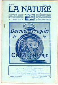 Giornale, rivista storica 1921 LA NATURE Derniers progrÃ¨s de la chronomÃ©trie Revue ILLUSTREE nÂ°2450 1
