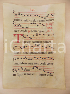 Libro, pubblicazione d epoca 1600 ca ANTIFONARIO ROMANO Pergamena manoscritta rosso nero Salmo TIMETE 1