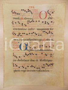 Libro, pubblicazione d epoca 1600 ca ANTIFONARIO ROMANO Pergamena manoscritta rosso nero blu Salmo OBSECRO 1
