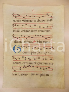 Libro, pubblicazione d epoca 1600 ca ANTIFONARIO ROMANO Pergamena manoscritta rosso nero blu Salmo GENUIT 1