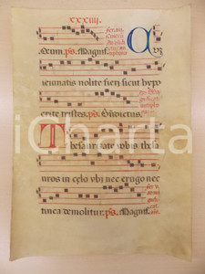 Libro, pubblicazione d epoca 1600 ca ANTIFONARIO ROMANO Pergamena manoscritta rosso nero blu THESAURIZATE 1