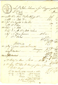 Documento originale, autentico 1814 MILANO Conto del droghiere Giovanni BAZZONI a Delia TALAMONI Manoscritto 1