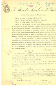 Autografo originale 1940 CATANZARO Decreto prof. Maria CAIFASSI Autografo ministro Giuseppe BOTTAI 1