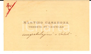 Autografo originale 1900 ca REGIA MARINA Martino CASABONA tenente di vascello  Biglietto da visita 1