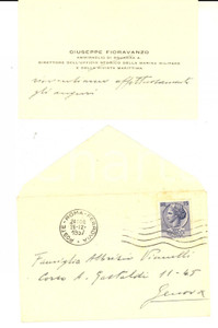 Autografo originale 1957 ROMA Giuseppe FIORAVANZO Ammiraglio Biglietto da visita AUTOGRAFO 1