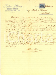 Documento originale, autentico 1924 DESENZANO DEL GARDA BS Isidoro RIVIERA Commissioni Lettera intestata 1