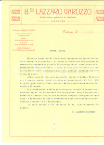 Documento originale, autentico 1924 CATANIA Benedetto Lazzaro GAROZZO conserva pomodoro Lettera pubblicitaria 1