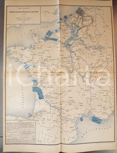 Mappa, planimetria storica 1882 FRANCE CHEMINS DE FER Tonnage riviÃ¨res, canaux et ports Planche nÂ°2 48x66 1