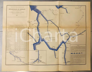Mappa, planimetria storica 1885 FRANCE Tonnage voies navigables 1883 par marchandises  Est et centre nÂ°16 1