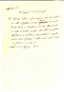 Documento originale, autentico 1853 VARESE Nessun sacerdote ha assistito militari in ospedale Manoscritto 1