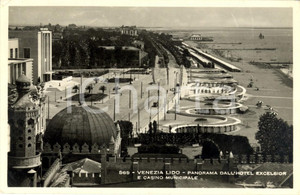 Cartolina originale da collezione 1952 VENEZIA LIDO Panorama da Hotel EXCELSIOR e CasinÃ² Municipale Cartolina VG 1