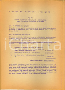 Documento originale, autentico 1947 Strada SELVINORIGOSA BG Capitolato d appalto e tariffa dei prezzi 36 pp. 1
