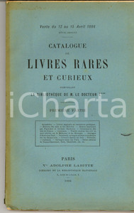 Libro, pubblicazione d epoca 1886 PARIS Catalogue bibliothÃ¨que docteur C Livres rares curieux 1Ã¨re partie 1