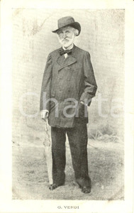 Cartolina originale da collezione 1900 ca Ritratto di Giuseppe VERDI in posa con ombrello Cartolina FP NV 1