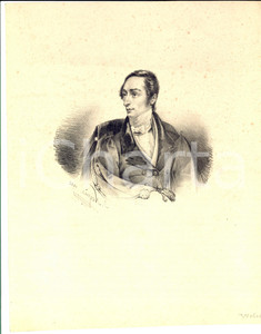 Stampa, bozzetto originale 1850 ca FRANCE Ritratto di gentiluomo con la toga Stampa VINTAGE 20x27 cm 1
