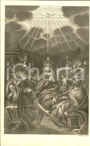 Stampa, bozzetto originale 1850 ca PENTECOSTE Maria e gli Apostoli nel Cenacolo Stampa inc. CATTANEO 25x35 1
