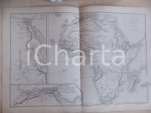 Stampa, bozzetto originale 1861 PARIS DRIOUX  LEROY Atlas universel Carte AFRIQUE physique et politique 1