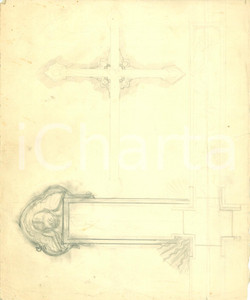 Stampa, bozzetto originale 1935 ca MILANO Studio per crocifisso Bozzetto DISEGNATO A MANO 1