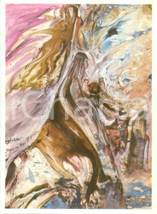 Oggetto da collezione cartaceo 1985 ca VERONA Banca Popolare Biglietto di auguri ILLUSTRATO Elio ONGARO 1