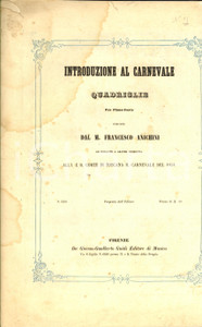Oggetto da collezione cartaceo 1852 F. ANICHINI Introduzione al Carnevale  Quadriglie per pianoforte Spartito 1