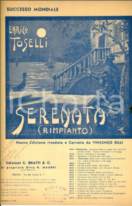 Oggetto da collezione cartaceo 1950 Enrico TOSELLI Serenata Rimpianto Spartito C. BRATTI  R. MAURRI 1