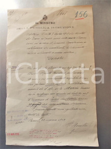 Autografo originale 1919 ROMA Decreto Giacomo MAZZIO bidello Autografo ministro Agostino BERENINI 1