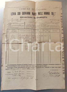 Documento originale, autentico 1898 VALGANNA VA Leva 1877  Stato di famiglia Giovanni PERUCHETTI Manifesto 1