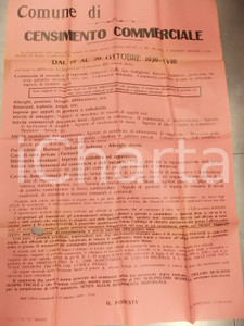 Documento originale, autentico 1939 PAVIA CENSIMENTO INDUSTRIALE Commercio al minuto e ingrosso Manifesto 1