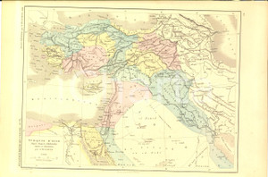 Stampa, bozzetto originale 1875 PARIS M. L. DUSSIEUX Atlas de gÃ©ographie Carte TURQUIE D ASIE nÂ°73 1