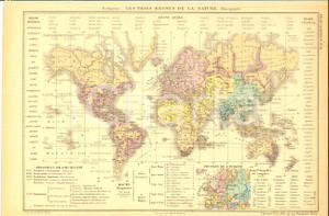 Stampa, bozzetto originale 1875 PARIS M. L. DUSSIEUX Atlas de gÃ©ographie Carte religions humanitÃ© nÂ°12 1