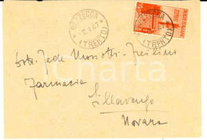 Cartolina originale da collezione 1947 STORIA POSTALE REPUBBLICA Busta affrancatura  L. 4 Repubblica di FIRENZE 1