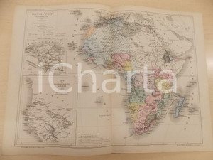 Stampa, bozzetto originale 1875 PARIS DUSSIEUX Atlas de gÃ©ographie Carte AFRIQUE EUROPEENNE et SENEGAL 1