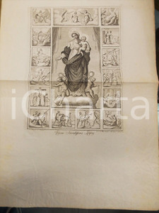 Stampa, bozzetto originale 1800 ca ARTE SACRA Maria Regina Sacratissimi Rosarii Stampa inc. MARABINI 1