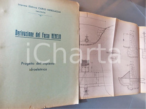 Documento originale, autentico 1950 VALENZA AL Impresa CARLO MEREGAGLIA Derivazione FOSSO NENEJO Progetto 1
