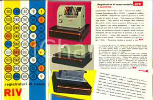 Materiale pubblicitario d’epoca 1970 ca TORINO Ditta RIV Registratori di cassa  Busta con cartoncini illustrati 1