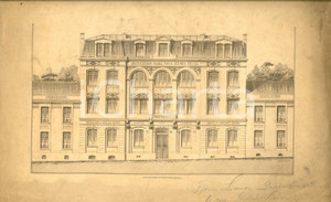 Stampa, bozzetto originale 1880 ca Stampa Institution RAMA pour jeunes filles  Ecole Normale ed. LANGE 1