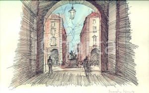 Opera d’arte autentica 1950 ca Edmondo MANEGLIA Piazza Palazzo di CittÃ  China multiplo AUTOGRAFO 1